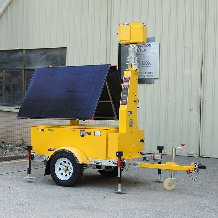 Draagbare AI-beveiligingstrailer met zonne-energiesysteem